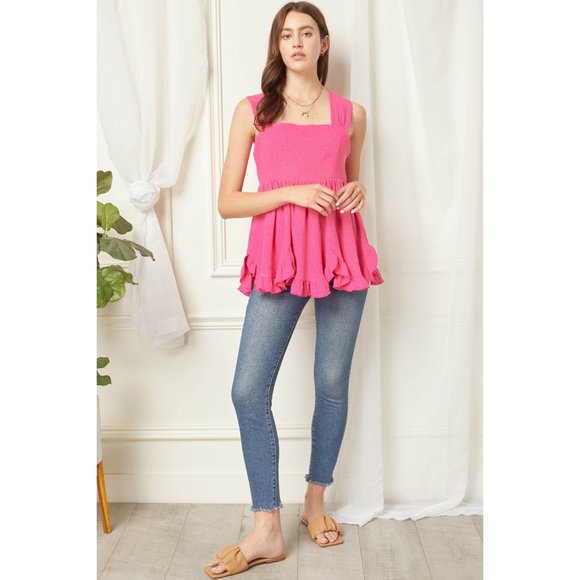 Entro Square Neck Babydoll Top,  Pink - Picture 4 of 6